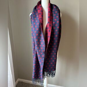 Tommy Hilfiger Oversized Reversible Red/Blue Polka Dot Scarf